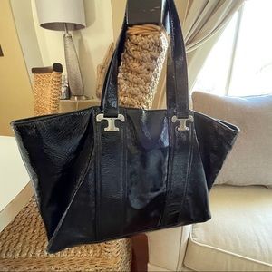 Tory Burch Black Patent Leather Tote Bag